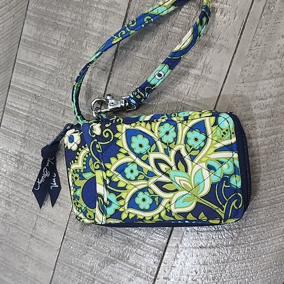 Vera Bradley Blue and Green Floral Wristlet - Picture 1 of 4